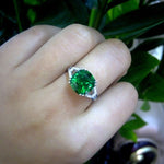 Created Square Ruby/Emerald Charm Silver RingRing