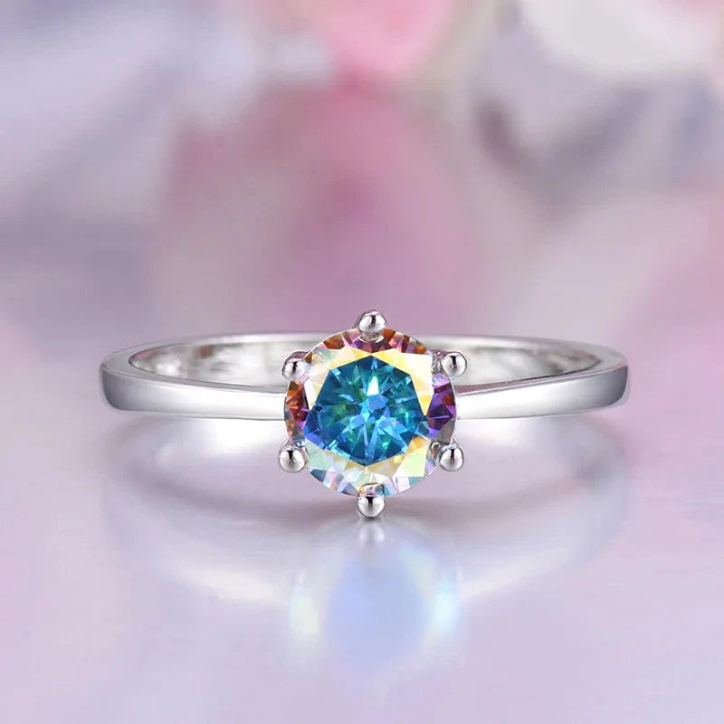 Classical Silver Color Round Circle Crystal CZ Finger Ring for Women