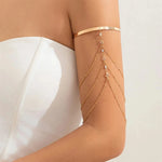 Boho Crystal Pendant Cuff Open BanglesGold Color 1CHINA
