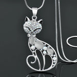 Cute Opal Stone Rhinestone Animal Necklace Pendant Long Necklacesmain stone white