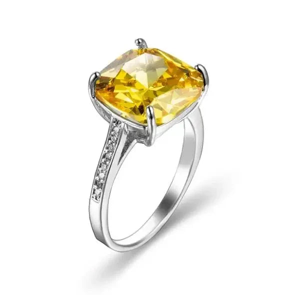 Luxury 925 Sterling SIlver Blue/Yellow Zircon Circle Round6C2