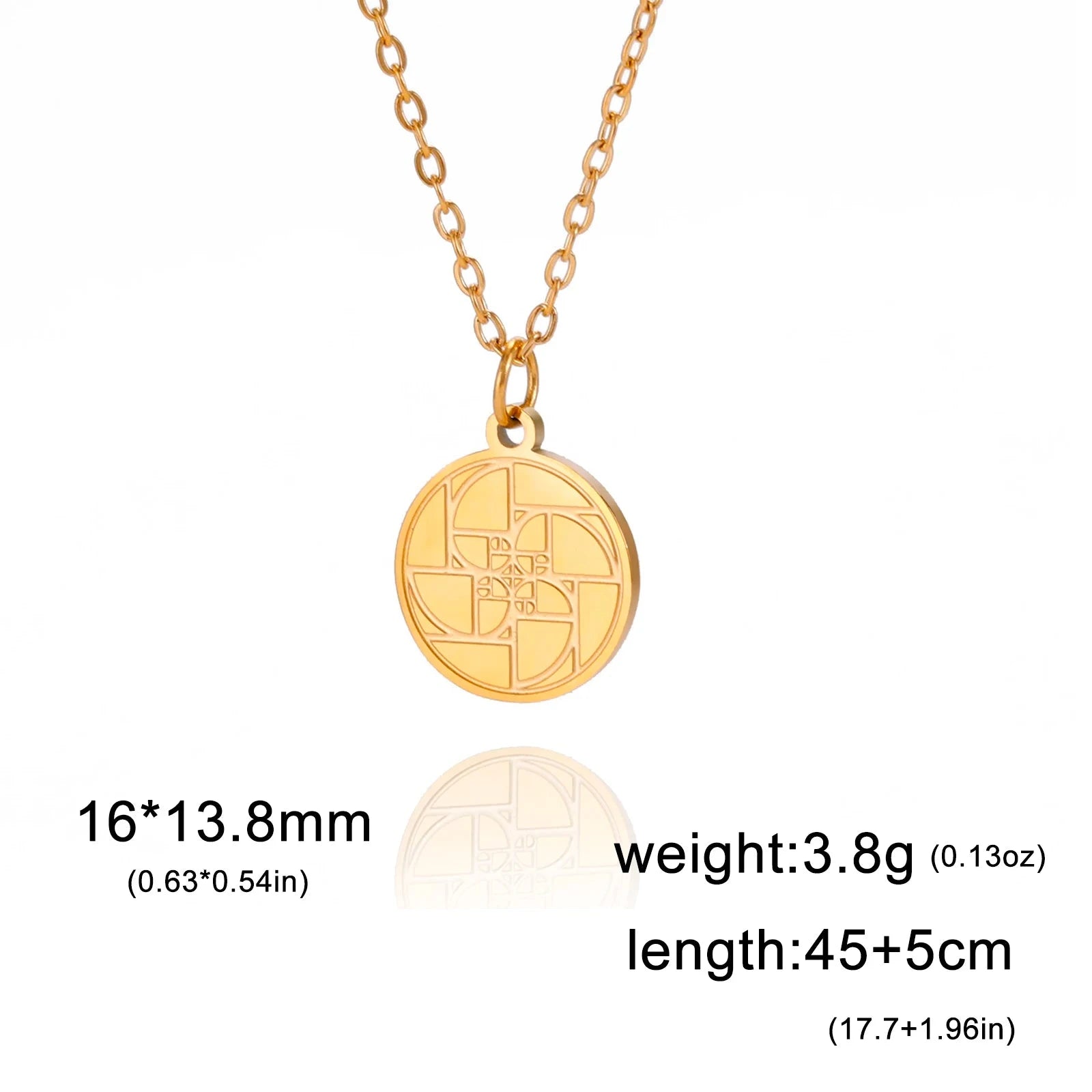 Fibonacci Spiral Golden Ratio Pendant NecklaceGolden necklace 0450cm