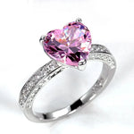 Silver Plated Heart Cubic Zirconia Engagement Ring for Women Wholesale Size 5-11 Fashionable Wedding Band Jewelry AccessoryDG129015