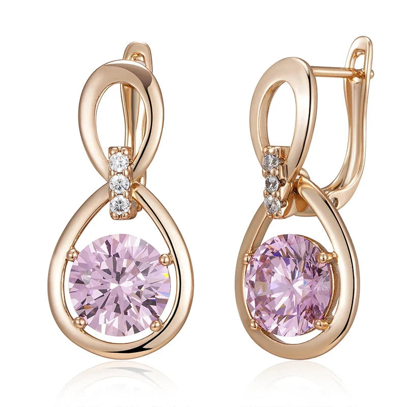 Rose Gold Purple Water Drop Zircon Earrings for WomenROSE GOLD COLORCHINA