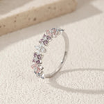 925 Silver Four-Leaf Clover Zirconia Eternity Ring for Women