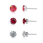 3 Pairs of Red Opal Stone Stud Earrings