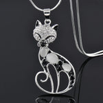 Cute Opal Stone Rhinestone Animal Necklace Pendant Long Necklacesmain stone black