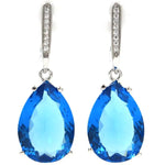 Drop Fire Rainbow Blue Mystic Topaz Sister Silver Pendant EarringsBlue Topaz