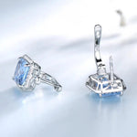 Luxury Nano Sky Blue Topaz Gemstone Clip On Earrings