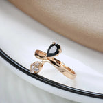 585 Rose Gold High-Quality Black Zircon Ring for Women