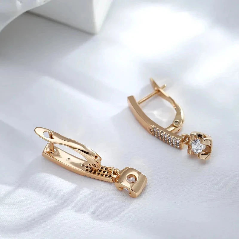 585 Rose Gold Drop Earrings with White Zircon