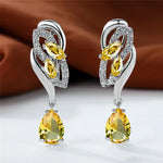 Luxury Crystal Clip Earrings for WomenYellow