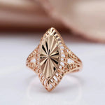 Antique Brass Marquise Lathes-carved Ring for Women