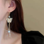 Trend Unique Design Elegant Delicate Zircon Butterfly Tassel Earrings