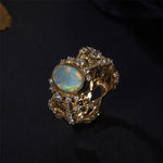 Luxury Crystal Opal Adjustable Ring Women Fashion ExquisiteWHITEresizable