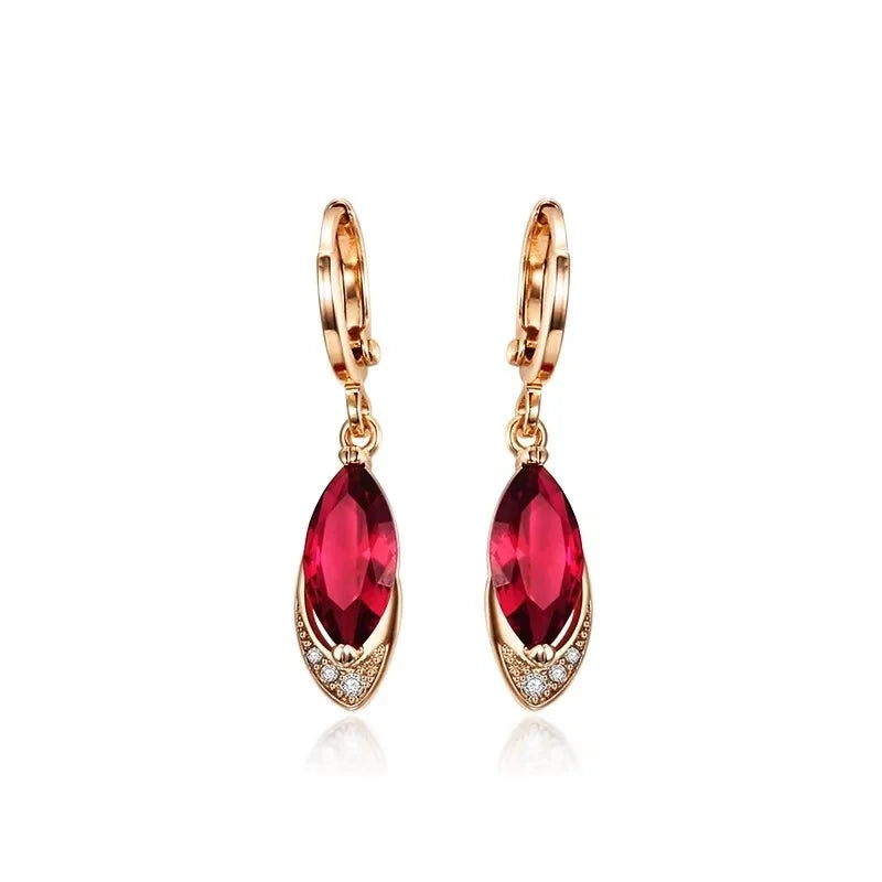 Real 14K Rose Gold Origin Ruby Drop Earring