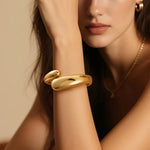 Elegant Gold Color Waterdrop Spiral Bangle Bracelet