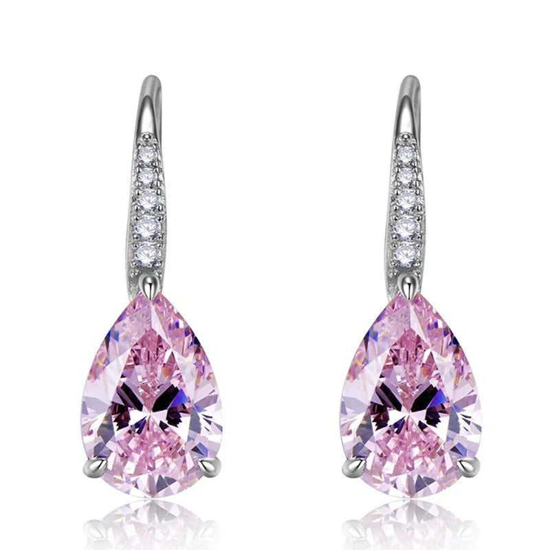 Sweet Pink/Yellow Zircon Dangle Earrings for WomenE2648