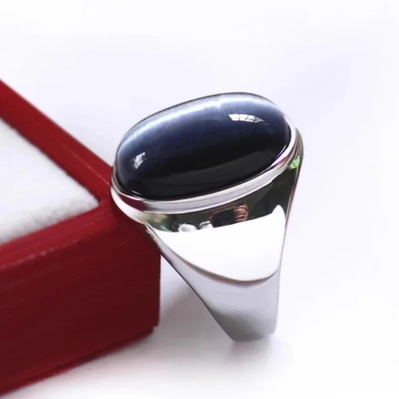 Vintage Gray Cat Eye Stainless Steel Ring
