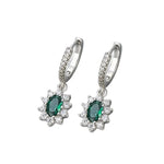 French Retro Green Zircon Earrings – Gold & Silver