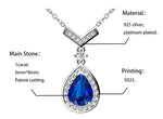 6*8MM Sapphire 925 Sterling Silver Pear Cut Pendant NecklaceNecklace