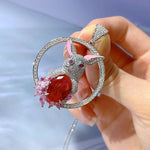 10*14MM Oval Cut Ruby Gemstone Rabbit 925 Sterling Silver Pendant NecklaceNecklace