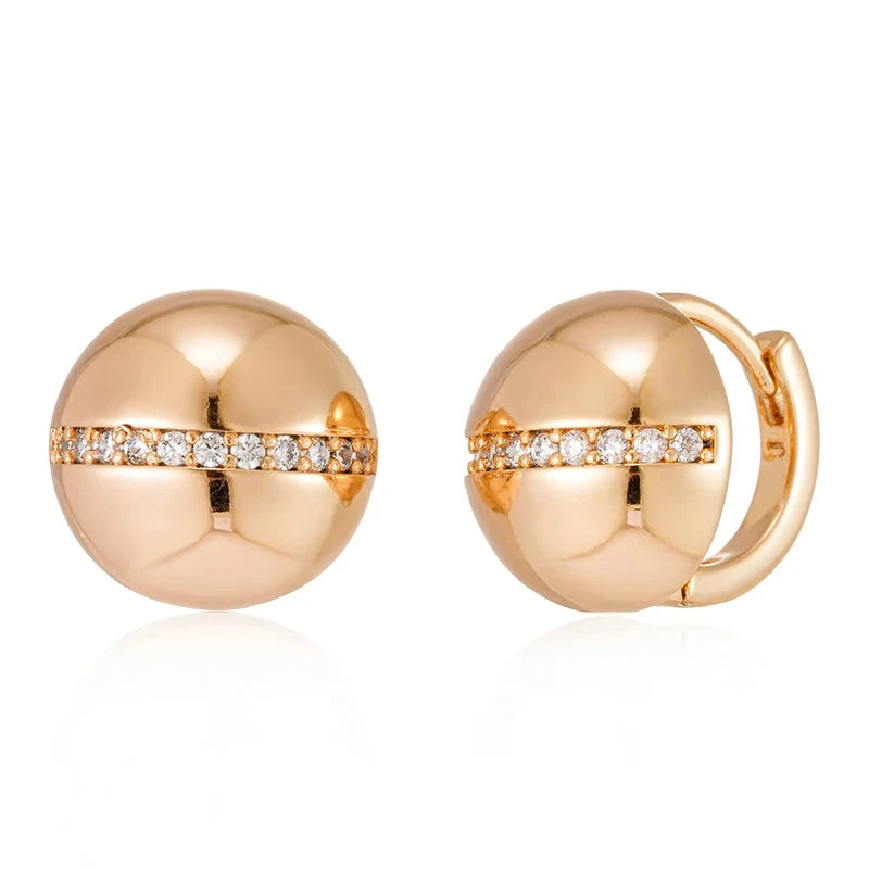 Glossy 585 Gold Color Ball Earrings For Women Natural ZirconROSE GOLD COLORCHINA