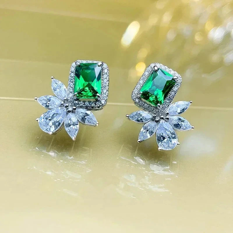 Luxury Green Crystal Drop Earrings – Women's Anniversary GiftE2486