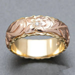 Carved CZ Engagement Ring – Two-Tone Design