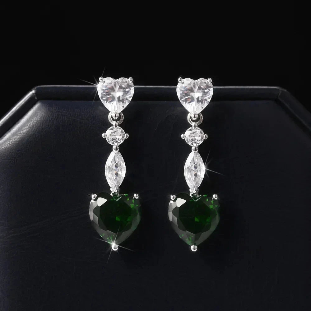 Luxury Green Crystal Drop Earrings – Women's Anniversary GiftF1736