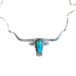 Longhorn Skull Necklace Turquoise