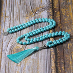 Turquoise Beads Knotted Necklace Meditation