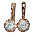 Luxury Inlaid CZ Rose Gold Flower Drop Hoop Earrings for WomenE1756