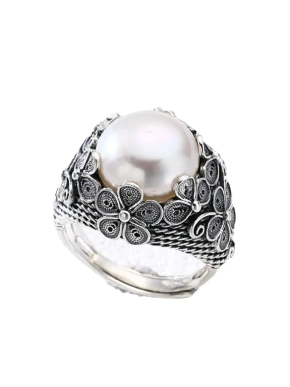 Retro Old Fashioned Flower Temperament Ring