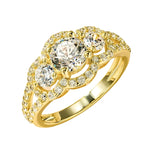Rrjzz 14K Gold Plated Three Stone CZ Ring