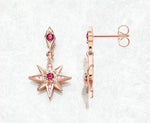 Magical Starburst Garnet Rose Gold 925 Sterling Silver EarringsEarrings