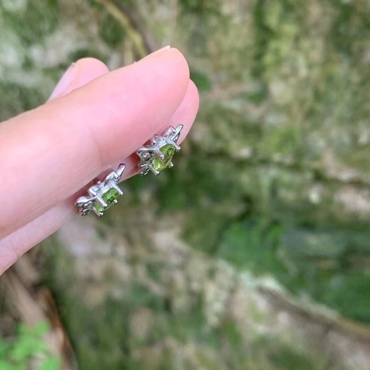 Butterfly Peridot Silver Stud EarringsEarrings