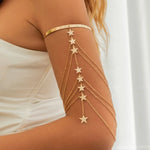 Boho Crystal Pendant Cuff Open BanglesGold Color 3CHINA