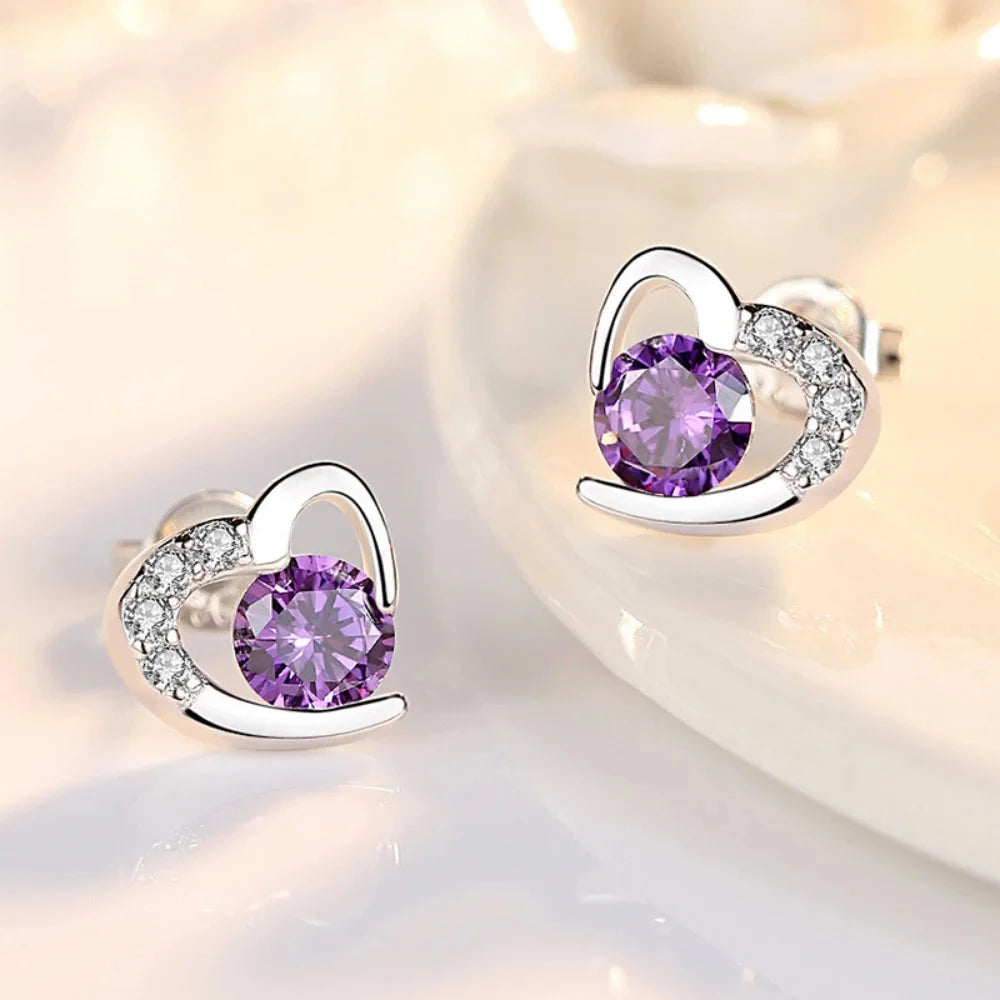 925 Sterling Silver Earrings Zircon Heart-Shaped Earrings For Women Earrings Anniversary Birthday Party Wedding Jewelry Gift