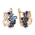 Vintage Blue Zircon Rose Gold Stud EarringsROSE GOLD COLORCHINA