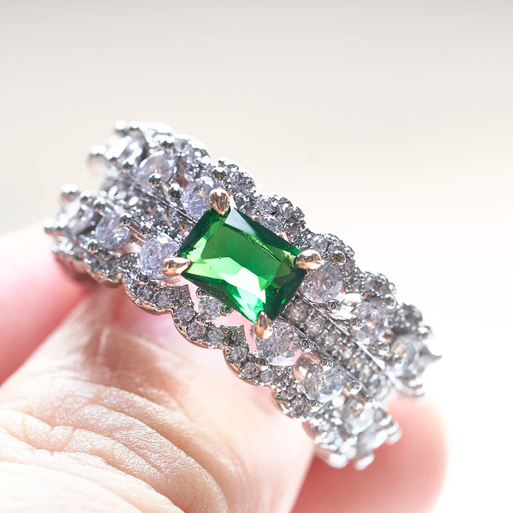 Vintage Emerald Gemstone 925 Sterling Silver RingRing6