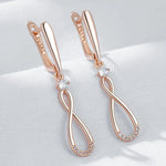 Long Rose Gold Zircon Dangle Earrings for Women