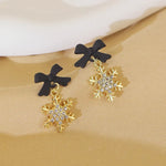 Sweet Bowknots Snowflake Drop EarringsBlack