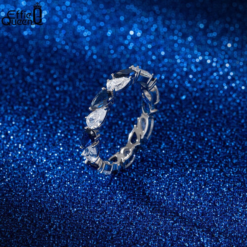 Water Drop Sapphire Silver RingRing