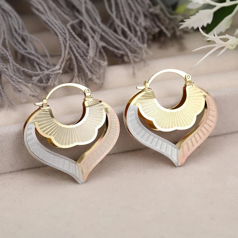 Three-tone Design Love Drop Earrings for Women