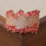 Luxury Fashion Rose Gold Color Inlaid Pink White Cubic Zirconia Ring Exquisite Engagement Wedding Rings for Women Jewelry