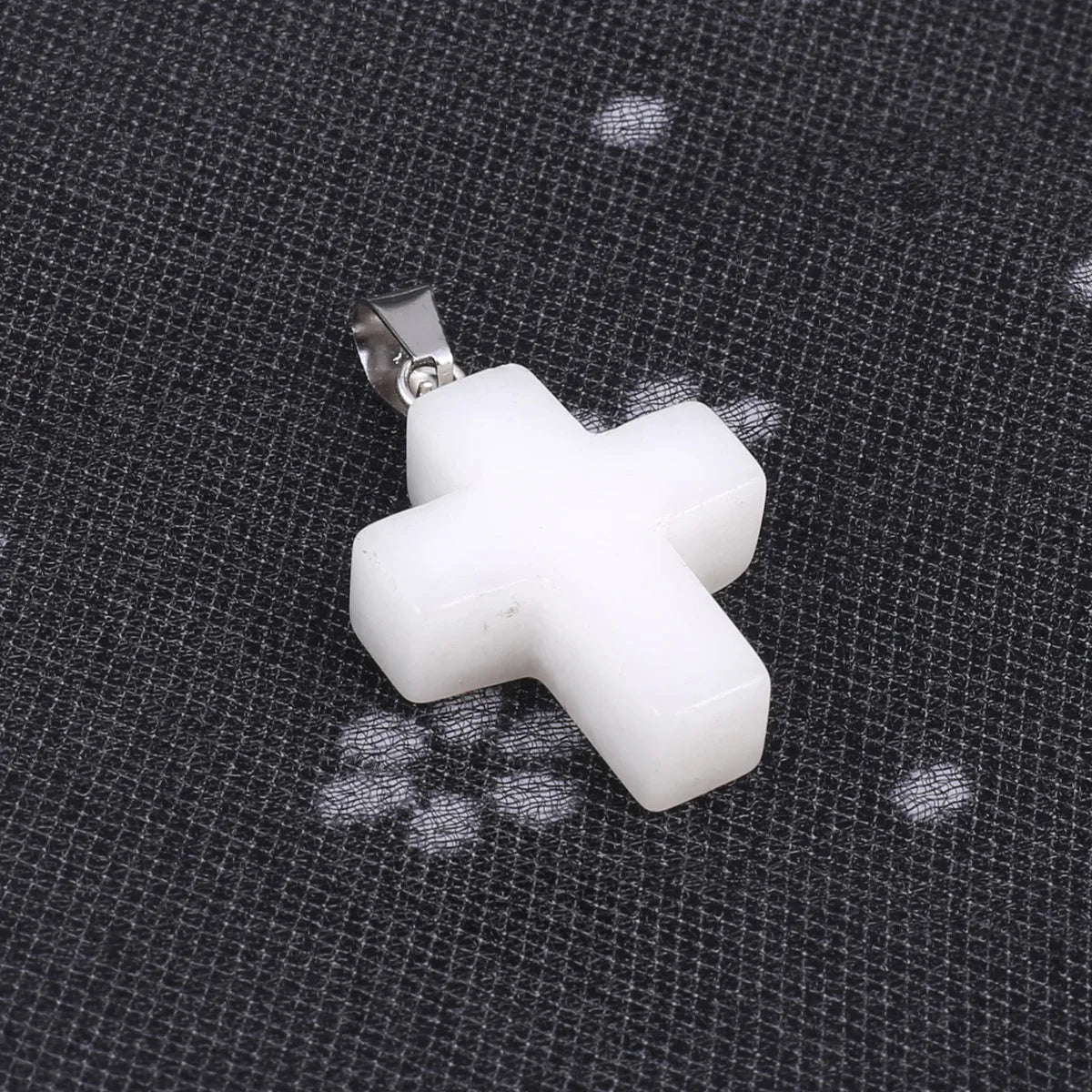 1pcs Fashion Natural Stone Pendant Only CrossWhite Jade