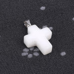 1pcs Fashion Natural Stone Pendant Only CrossWhite Jade