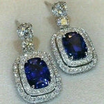 Sapphire Dangle Earring Jewelry 925 Sterling silver Party Wedding Drop EarringsE1429