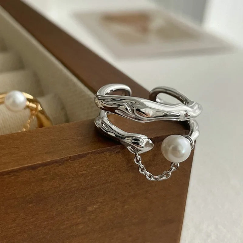Open Vintage Handmade Pearl Ring